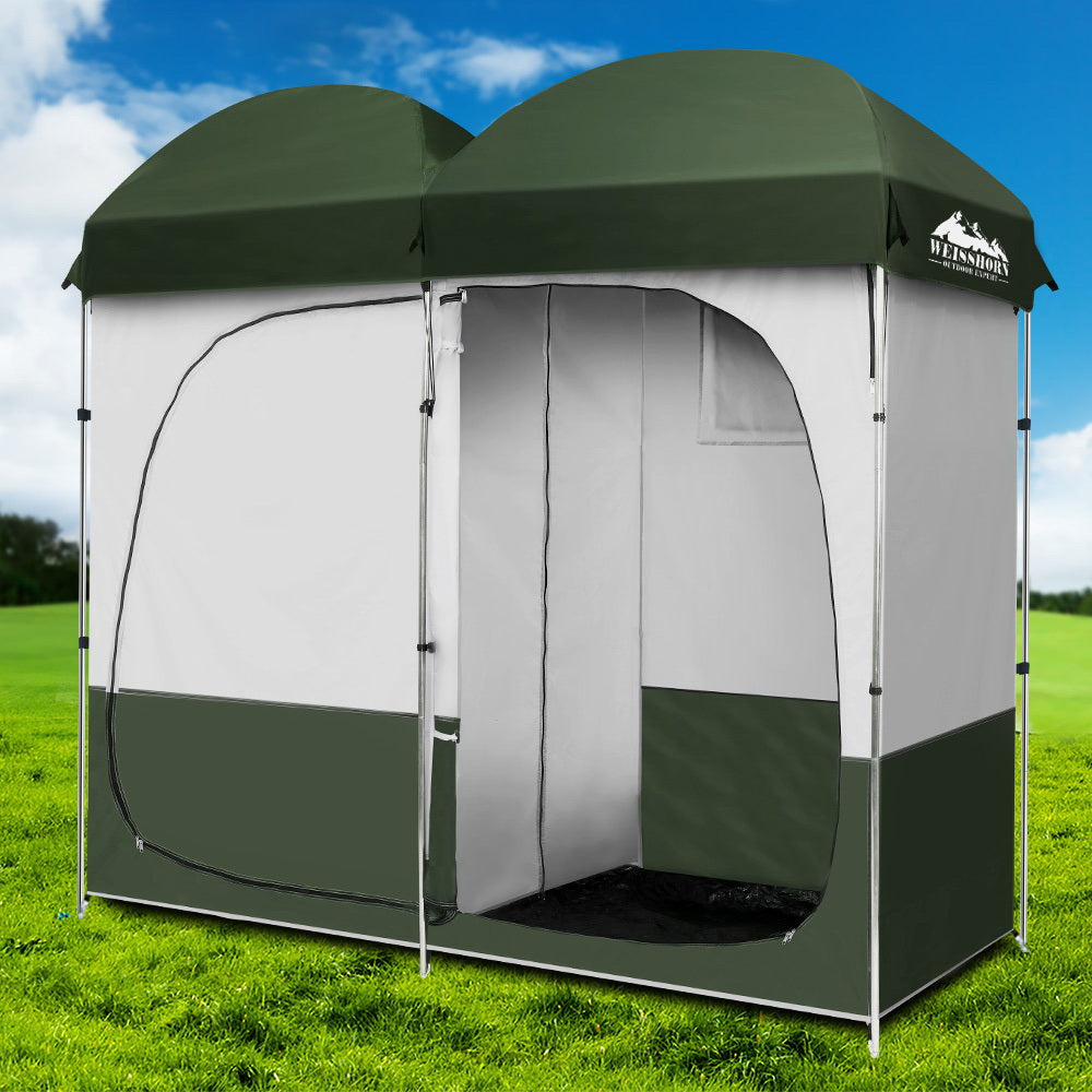 Weisshorn Portable Outdoor Shower and Changing Tent - Double Room, Green