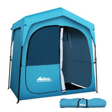 Weisshorn Portable Outdoor Privacy Shower Tent with Toilet & Change Room - Blue - Front View
