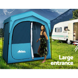 Weisshorn Portable Outdoor Privacy Shower Tent with Toilet & Change Room - Blue - Low Angle