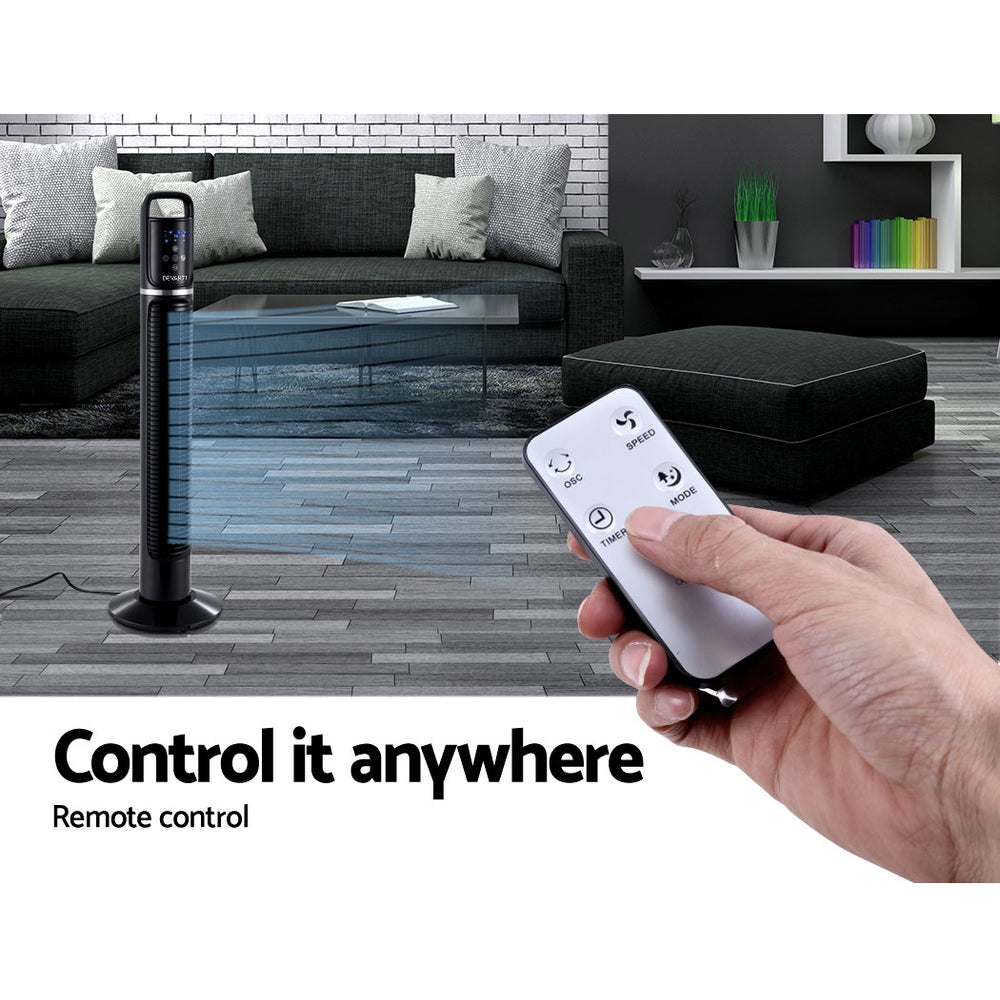 Devanti 32" Oscillating Bladeless Tower Fan with Remote and Timer - 80cm Cool Air Solution