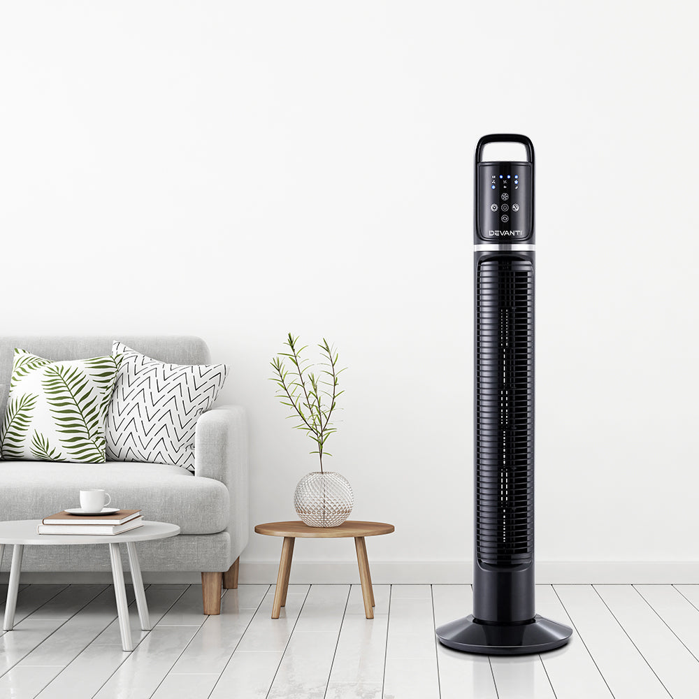 Devanti 32" Oscillating Bladeless Tower Fan with Remote and Timer - 80cm Cool Air Solution