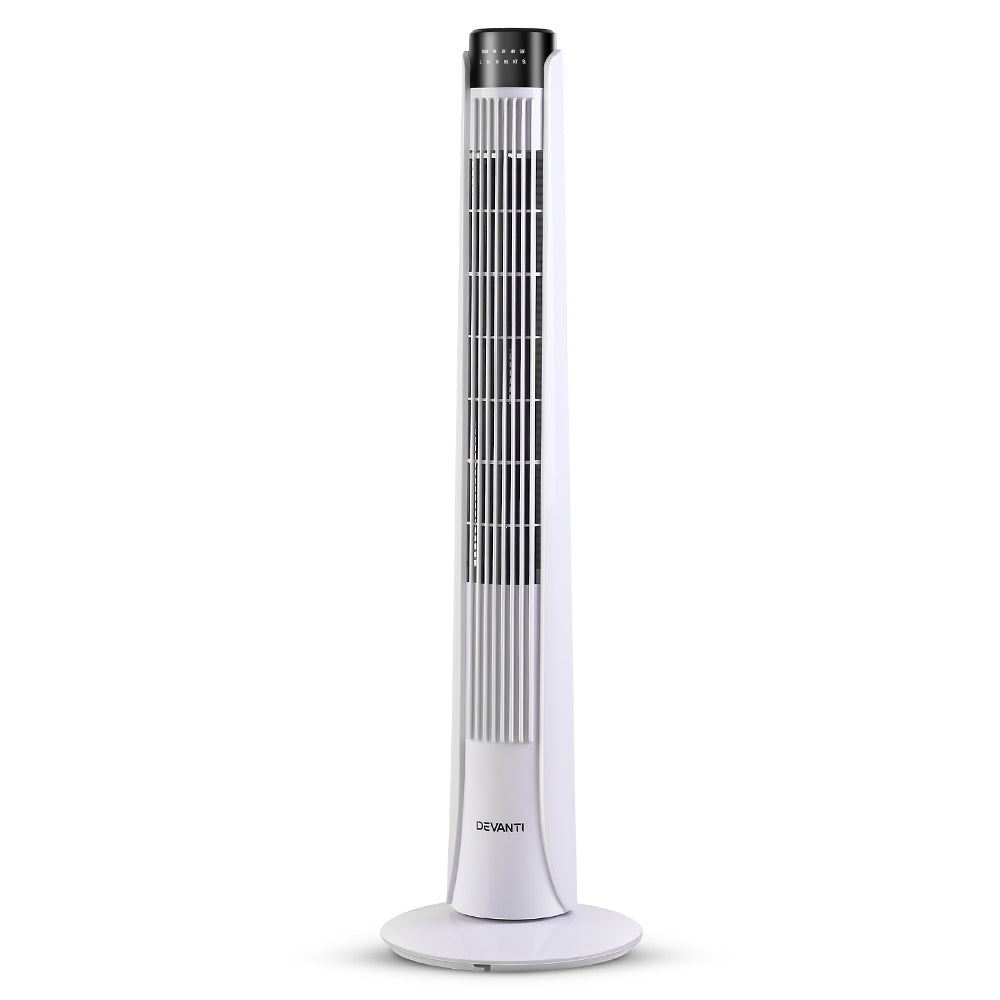 Devanti Slimline Oscillating Tower Fan - White