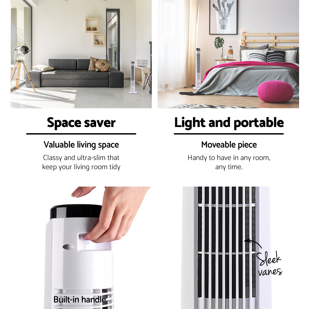 Devanti Slimline Oscillating Tower Fan - White