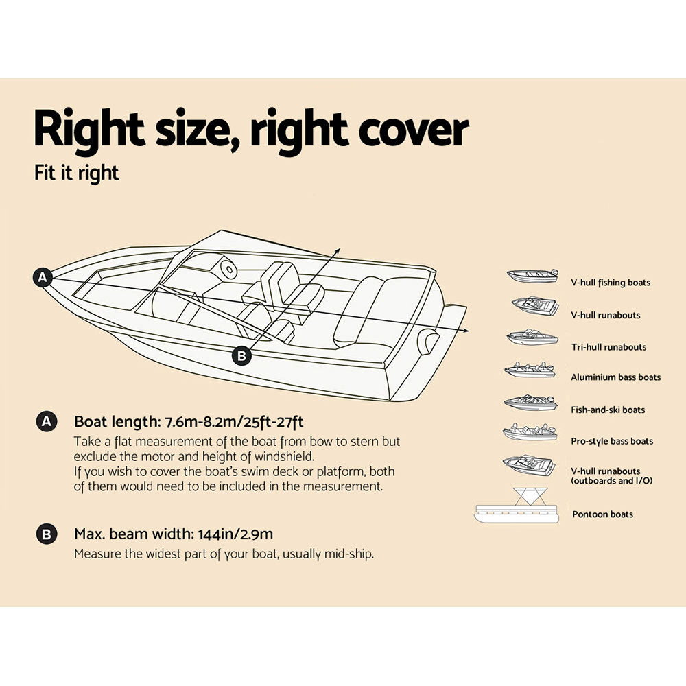 Premium Waterproof Boat Cover for 25-27ft Vessels