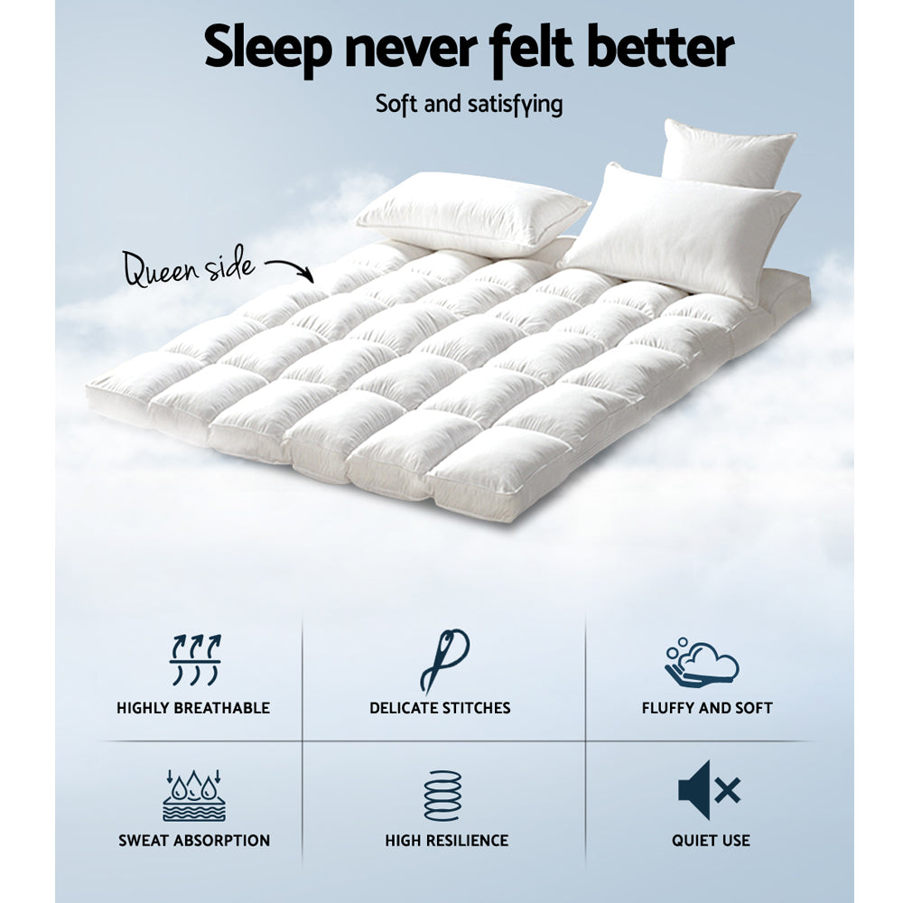 Giselle Premium Bamboo Fibre Queen Mattress Topper with Pillowtop Protection