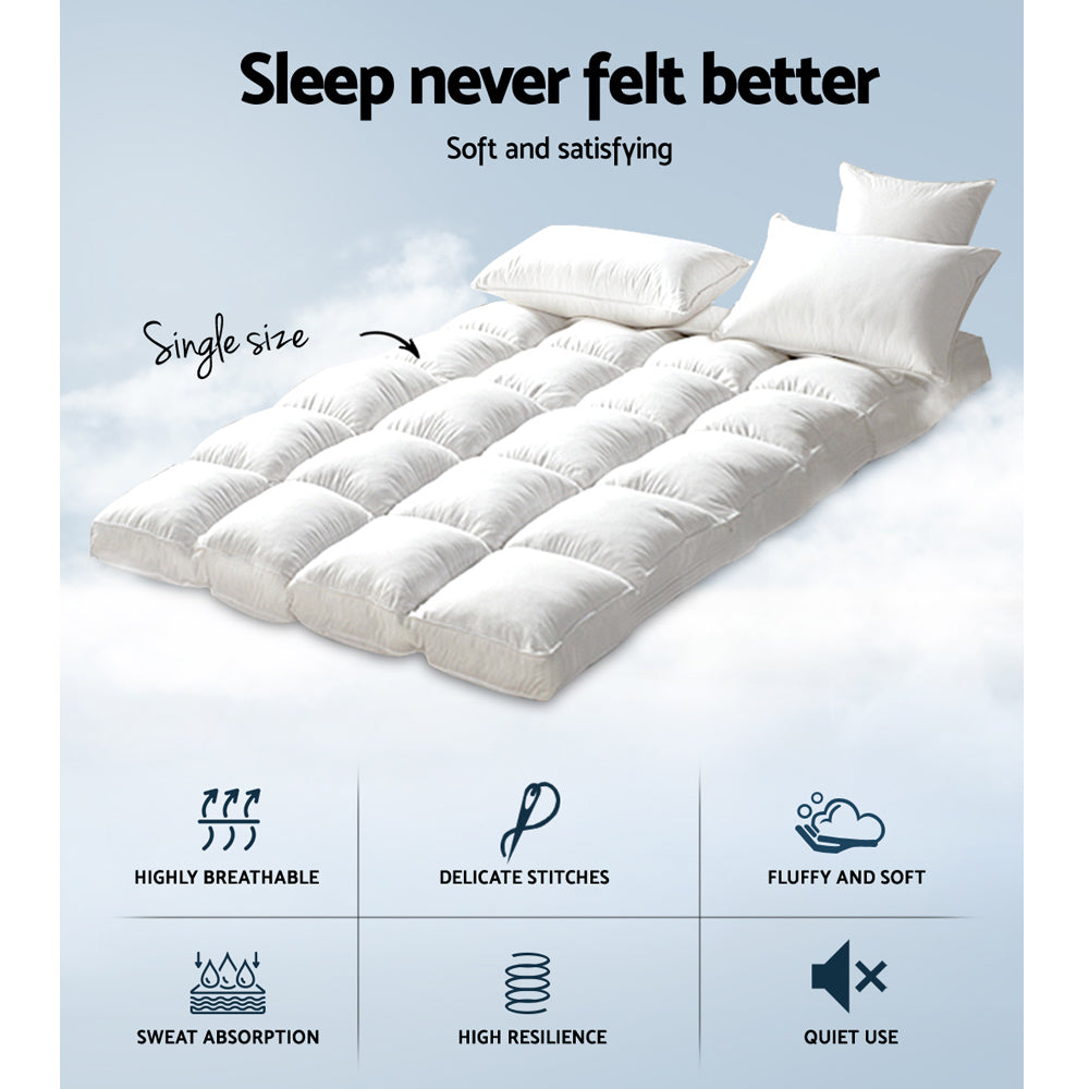Giselle Premium Bamboo Fibre Pillowtop Mattress Protector for Single Beds
