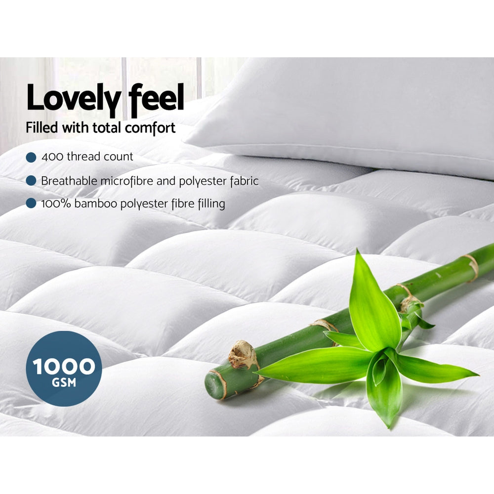 Giselle Premium Bamboo Fibre Pillowtop Mattress Protector for Single Beds