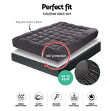 Giselle Luxury King Mattress Topper with 1000GSM Bamboo Charcoal Microfibre Filling - Front View