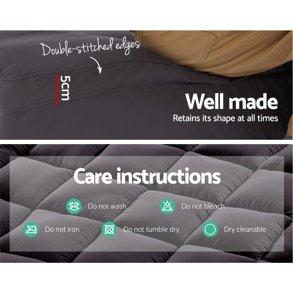 Giselle Luxury King Mattress Topper with 1000GSM Bamboo Charcoal Microfibre Filling