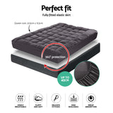 Giselle Luxury Queen Pillowtop Mattress Topper with 1000GSM Charcoal Microfibre and Bamboo Filling - Front View
