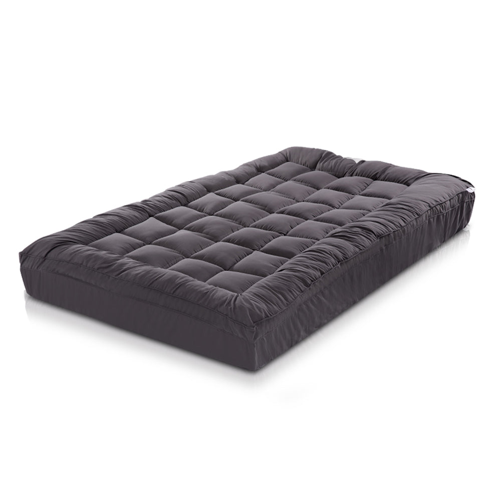 Giselle Charcoal Bamboo Fibre Pillowtop Mattress Topper - Ultra Comfortable 1000GSM Single Size