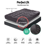 Giselle Charcoal Bamboo Fibre Pillowtop Mattress Topper - Ultra Comfortable 1000GSM Single Size - Front View