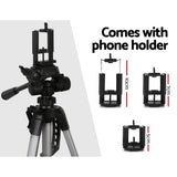 Versatile 1.45M Aluminum Tripod for Cameras and Smartphones - 45-Degree Angle