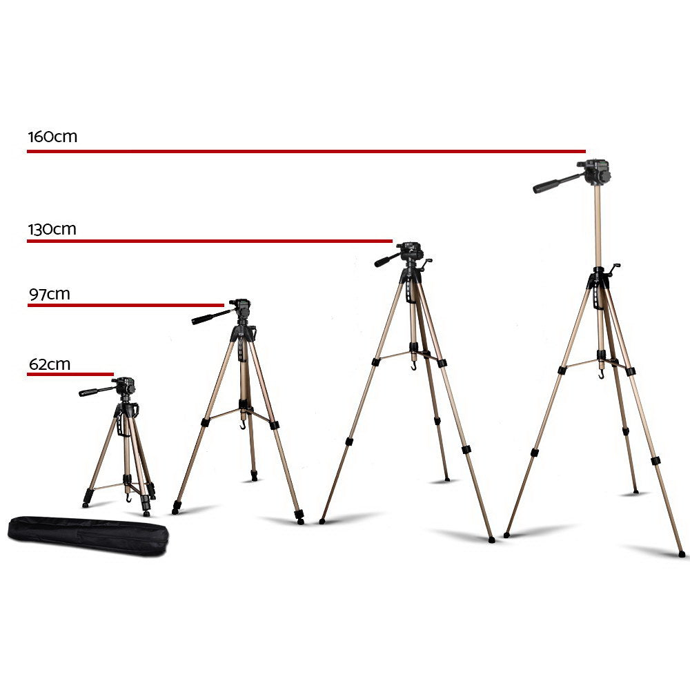 160cm Lightweight Aluminium Tripod with Dual Bubble Levels for Cameras and Camcorders