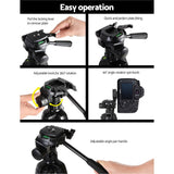 160cm Lightweight Aluminium Tripod with Dual Bubble Levels for Cameras and Camcorders - 45-Degree Angle