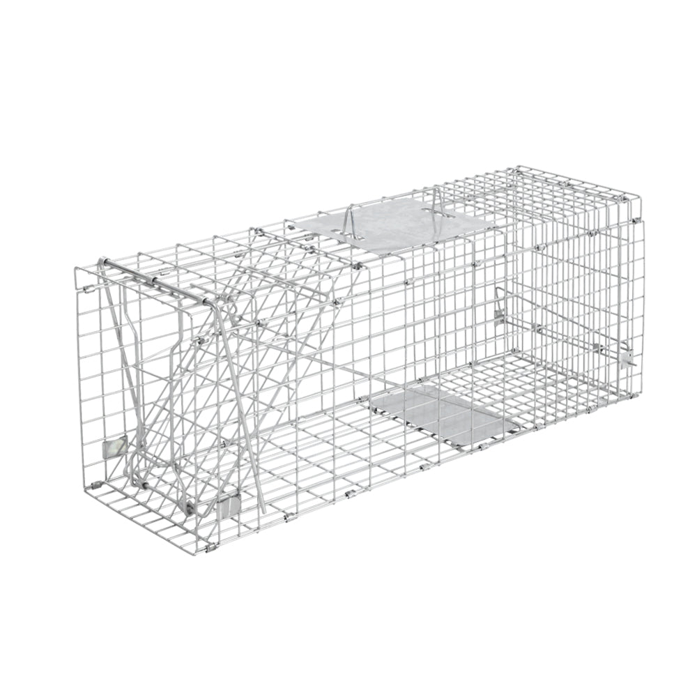 Large Silver Humane Animal Capture Cage - 66 x 23 x 25cm