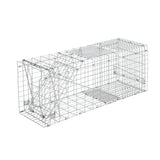 Large Silver Humane Animal Capture Cage - 66 x 23 x 25cm - Front View