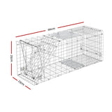 Large Silver Humane Animal Capture Cage - 66 x 23 x 25cm - Side View