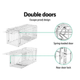Large Silver Humane Animal Capture Cage - 66 x 23 x 25cm - 45-Degree Angle