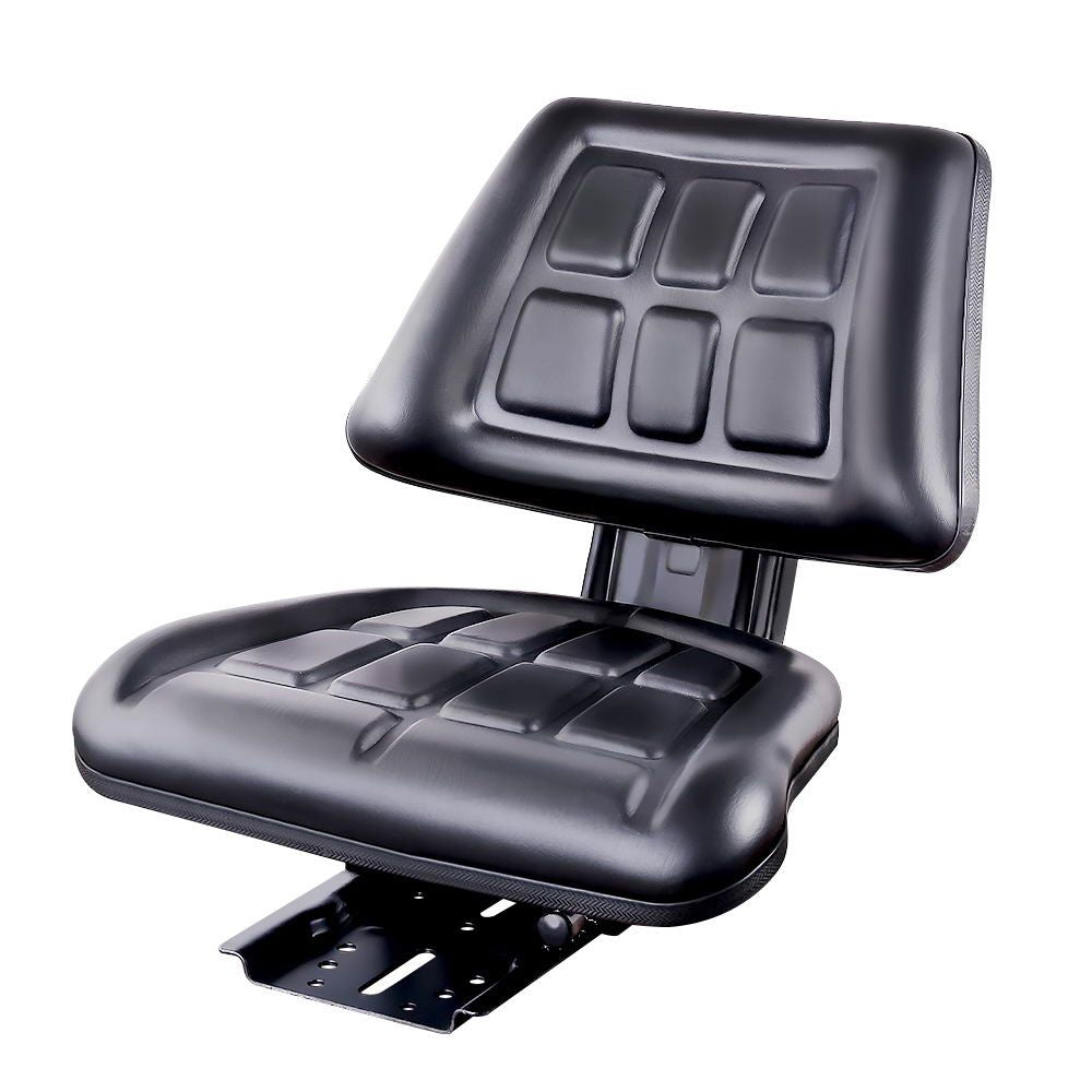 Ergonomic Black PU Leather Tractor Seat with Adjustable Sliding Track