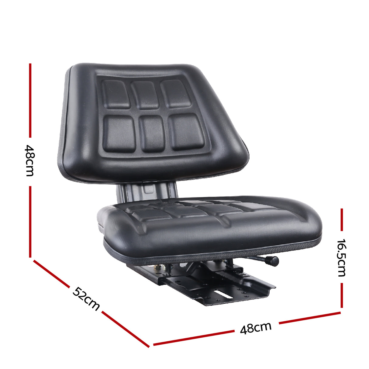 Ergonomic Black PU Leather Tractor Seat with Adjustable Sliding Track
