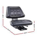 Ergonomic Black PU Leather Tractor Seat with Adjustable Sliding Track - Front View