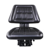 Ergonomic Black PU Leather Tractor Seat with Adjustable Sliding Track - Side View