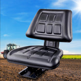 Ergonomic Black PU Leather Tractor Seat with Adjustable Sliding Track - Close-Up Angle