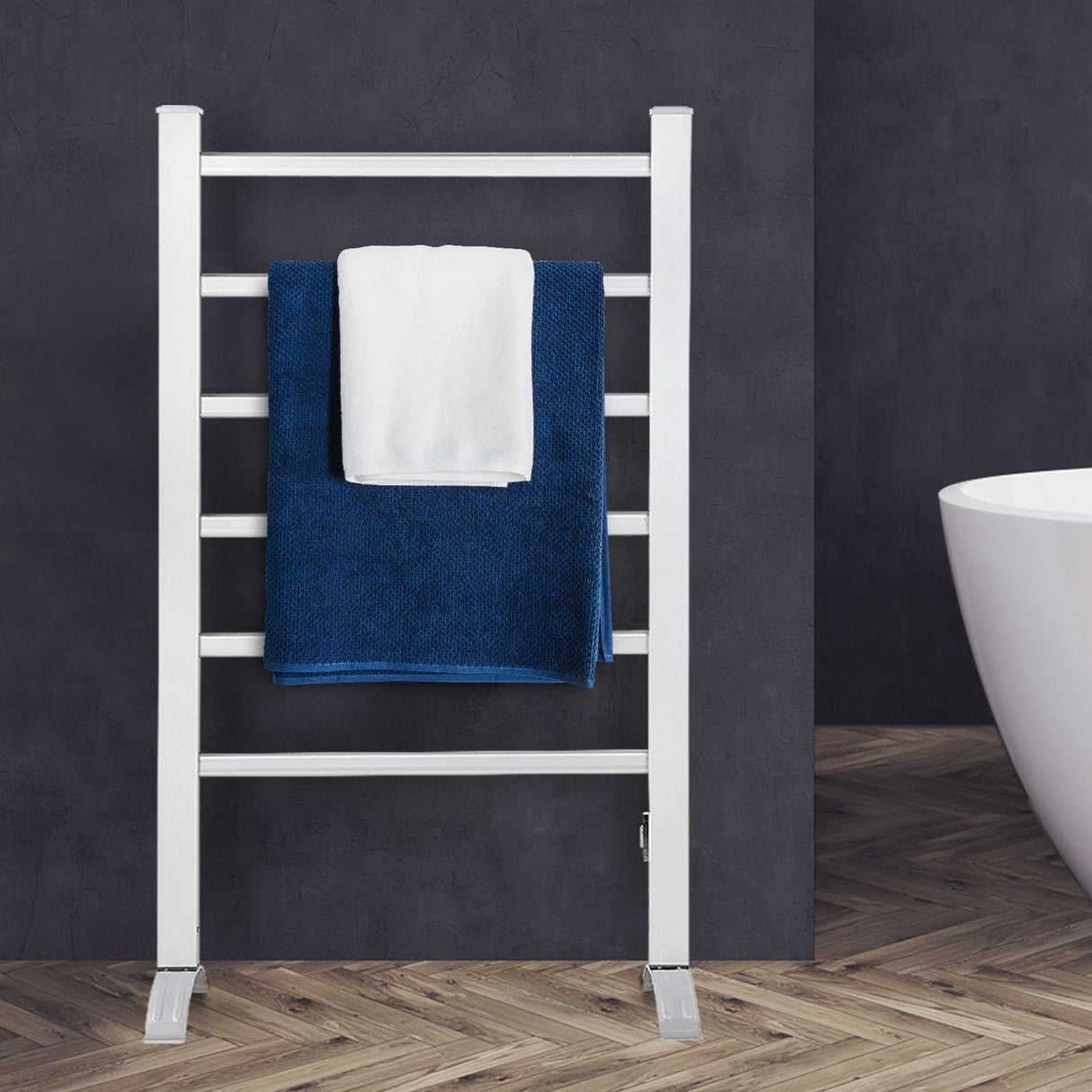 Portable Electric Towel Warmer Rack with Timer - Aluminium Heated Towel Rail for Bathroom and Bedroom