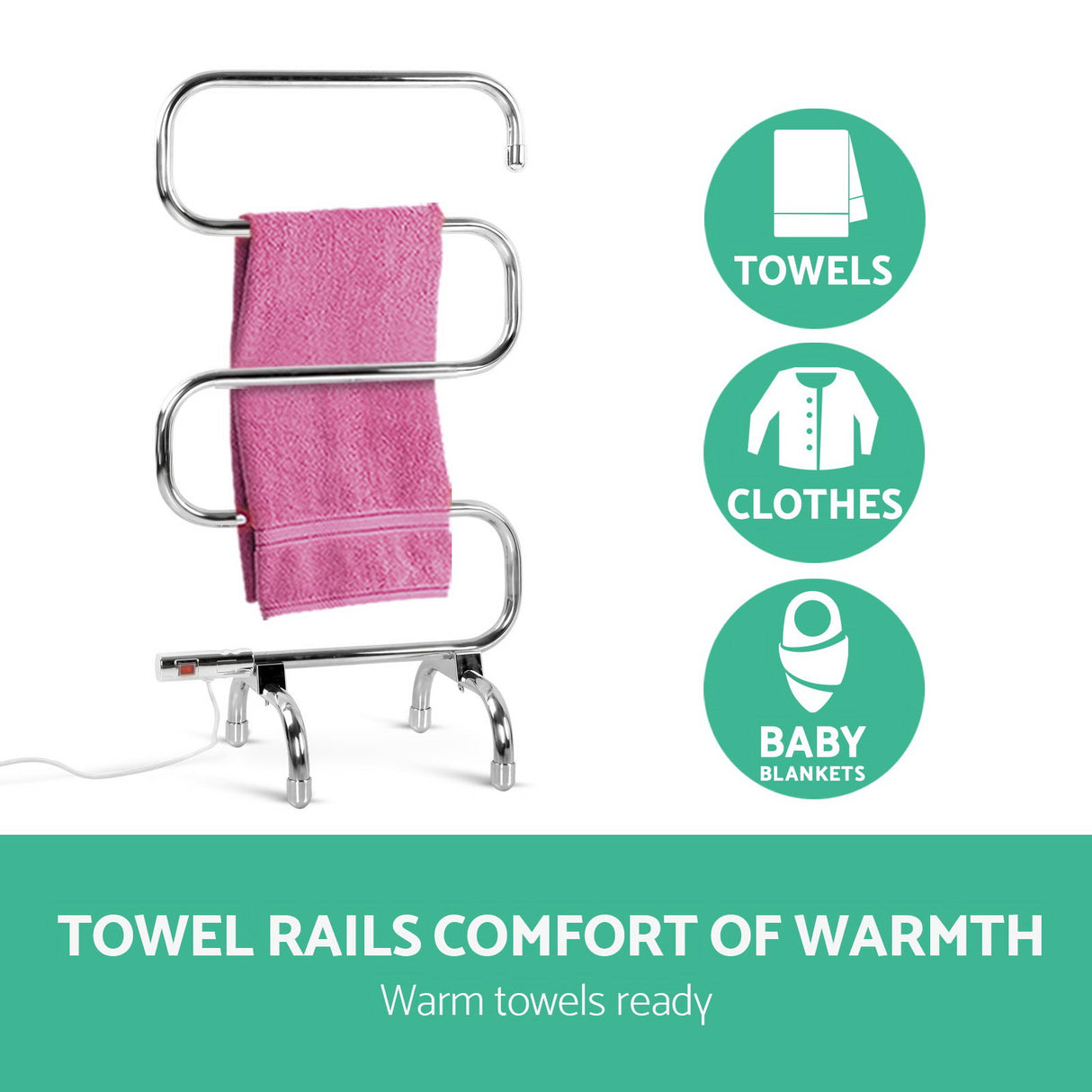 Modern 5-Bar Freestanding Electric Towel Warmer Rack - Rapid Heating & Sleek Design