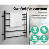 Sleek 5-Rail Electric Heated Towel Rack for Ultimate Bathroom Comfort - Top-Down View