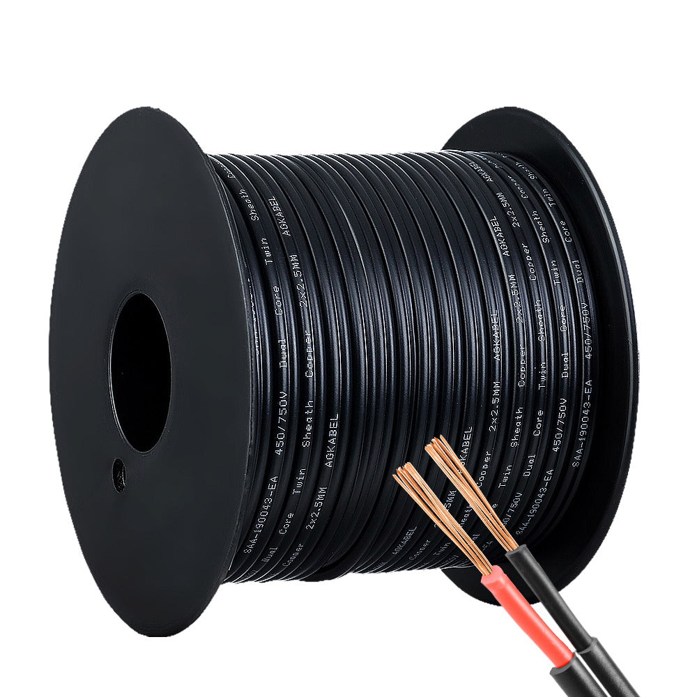 30M Twin Core 2.5MM Electrical Extension Cable for Car and Solar Panel - 450V SAA Certified