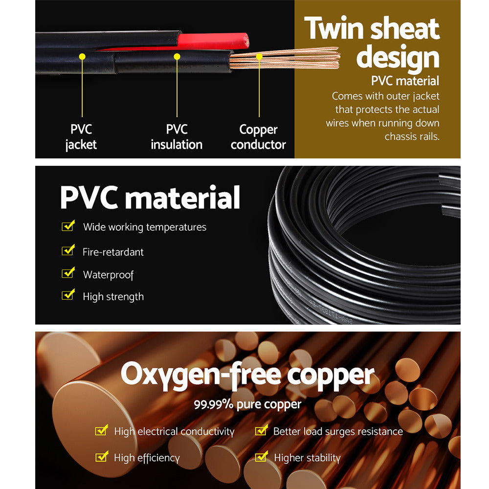 30M Twin Core 2.5MM Electrical Extension Cable for Car and Solar Panel - 450V SAA Certified