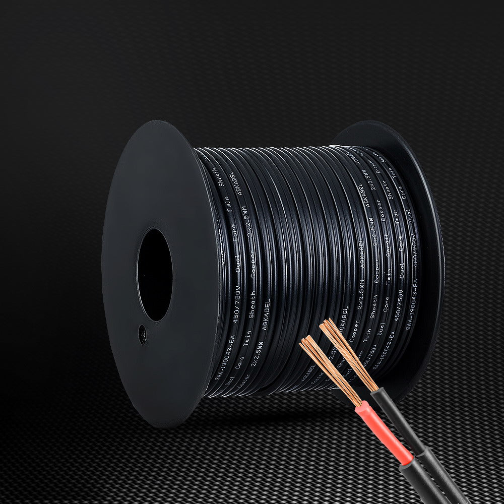 30M Twin Core 2.5MM Electrical Extension Cable for Car and Solar Panel - 450V SAA Certified