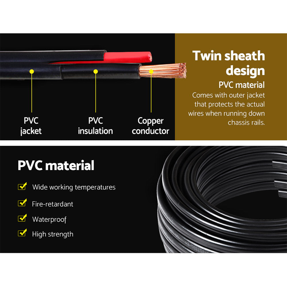 6MM Twin Core Automotive Electrical Cable - 10M Waterproof & Fire-Retardant, 450V SAA-Certified