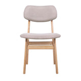 Set of 2 Vintage-Inspired Beige Dining Chairs with Fabric Seat and Solid Wood Frame - Top-Down View