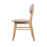 Set of 2 Vintage-Inspired Beige Dining Chairs with Fabric Seat and Solid Wood Frame - 45-Degree Angle