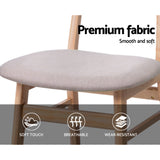 Set of 2 Vintage-Inspired Beige Dining Chairs with Fabric Seat and Solid Wood Frame - Rear View