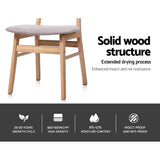 Set of 2 Vintage-Inspired Beige Dining Chairs with Fabric Seat and Solid Wood Frame - Close-Up Angle