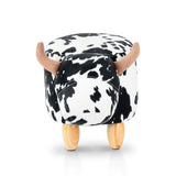 Adorable Cow-Themed Kids Ottoman Stool - Soft Fabric Footrest for Children - Side View
