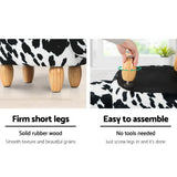Adorable Cow-Themed Kids Ottoman Stool - Soft Fabric Footrest for Children - Top-Down View