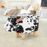 Adorable Cow-Themed Kids Ottoman Stool - Soft Fabric Footrest for Children - Close-Up Angle