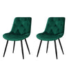 Artiss Set of 2 Starlyn Dining Chairs Kitchen Chairs Velvet Padded Seat Green