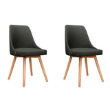 Kalmar Set of 2 Vintage Beech Wood Dining Chairs with Charcoal Fabric Upholstery - Front View