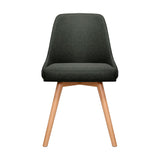 Kalmar Set of 2 Vintage Beech Wood Dining Chairs with Charcoal Fabric Upholstery - Top-Down View