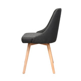 Kalmar Set of 2 Vintage Beech Wood Dining Chairs with Charcoal Fabric Upholstery - 45-Degree Angle