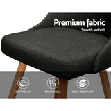 Kalmar Set of 2 Vintage Beech Wood Dining Chairs with Charcoal Fabric Upholstery - Close-Up Angle