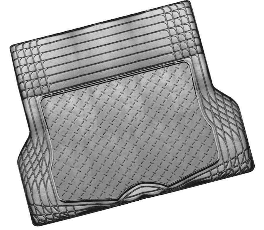 Carbon Fiber Style 1-Piece Boot Mat - Aluminium Look [Heavy Duty Rubber]