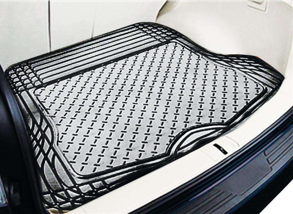 Carbon Fiber Style 1-Piece Boot Mat - Aluminium Look [Heavy Duty Rubber]