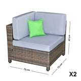 Milano Decor Contemporary 5-Piece Rattan Outdoor Sofa Set in Oatmeal and Black with Coffee Table